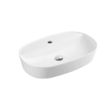 UNICASA EVEA-61M EVEA ABOVE COUNTER ROUND EDGED OVAL BASIN WITH TAPHOLE GLOSS WHITE
