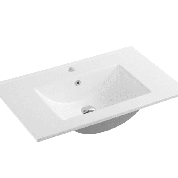 UNICASA TOP-75S TOP SINGLE BOWL CABINET BASIN SLIM WITH MIXER HOLE GLOSS WHITE