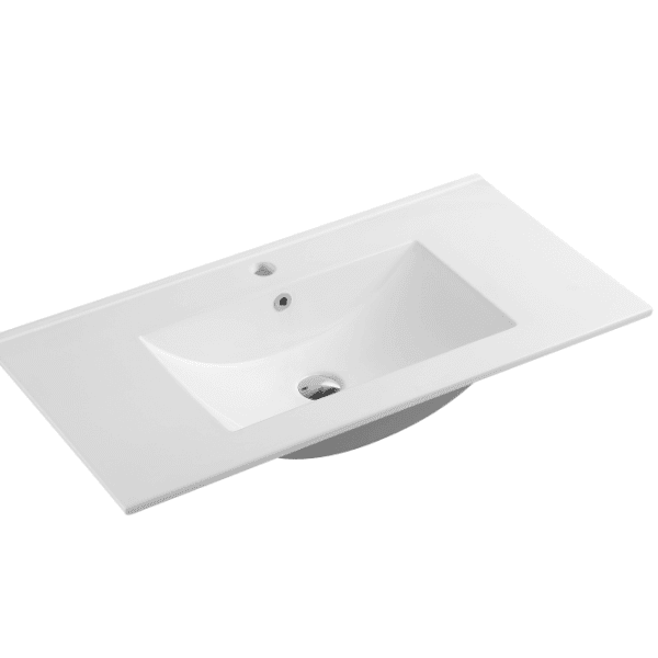 UNICASA TOP-120 TOP SINGLE BOWL CABINET BASIN WITH MIXER HOLE GLOSS WHITE