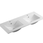 UNICASA TOP-150D TOP DOUBLE BOWL CABINET BASIN WITH MIXER HOLE GLOSS WHITE