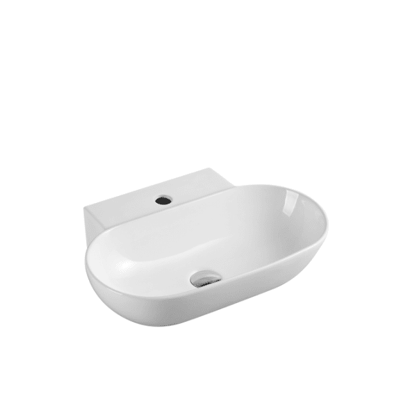 UNICASA VENTO-56M VENTO WALL HUNG SQUARE BASIN WITH MIXER HOLE GLOSS WHITE