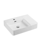 UNICASA VENTO-60MR VENTO WALL HUNG SQUARE BASIN WITH MIXER HOLE GLOSS WHITE