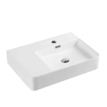 UNICASA VENTO-60ML VENTO WALL HUNG SQUARE BASIN WITH MIXER HOLE GLOSS WHITE