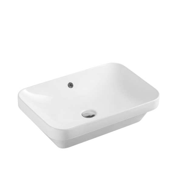 UNICASA COSY-60T COSY INSERT/TABLE TOP ROUND EGDE BASIN WITH MIXER HOLE GLOSS WHITE
