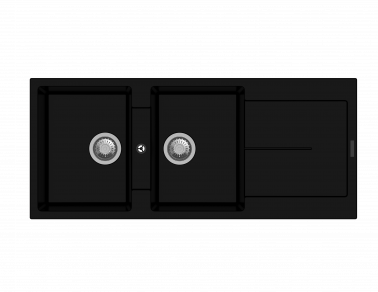 1160 x 500 x 200mm carysil black double bowl with drainer board granite kitchen sink top mount 5da8d3a85cf2f