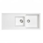 1160 x 500 x 205mm carysil white 1 and a half bowl with drainer board granite kitchen sink top flush under mount 5da8d427270b3