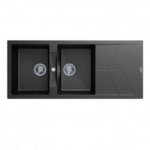 1160 x 500 x 210mm carysil black double bowl drainer board granite kitchen sink top flush under mount 5da8d33dabba6