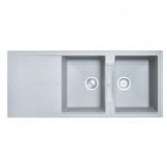 1160 x 500 x 210mm carysil concrete grey double bowl drainer board granite kitchen sink top flush under mount 5da8d34b4079e