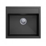 560 x 510 x 200mm carysil black single bowl granite top flush under mount kitchen laundry sink 5da8d0149348e