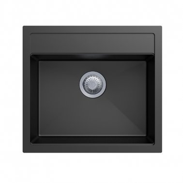 560 x 510 x 200mm carysil black single bowl granite top flush under mount kitchen laundry sink 5da8d0149348e