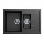 780 x 500 x 205mm carysil black 1 and 1 4 bowl drainer granite kitchen sink top flush under mount 5da8d3668076f