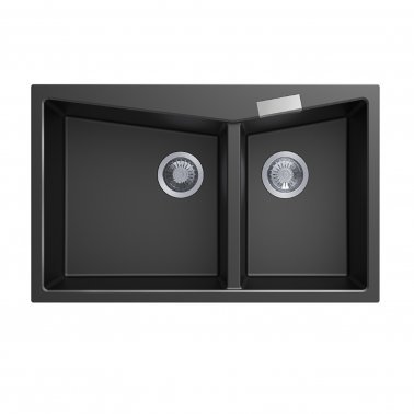800 x 500 x 220mm carysil black double bowl granite kitchen sink top flush mount 5da8d3521c57c