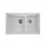 800 x 500 x 220mm carysil white double bowl granite kitchen sink top flush mount 5da8d358ebd43