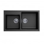860 x 500 x 205mm carysil black double bowl granite kitchen sink top flush under mount 5da8d3294d722