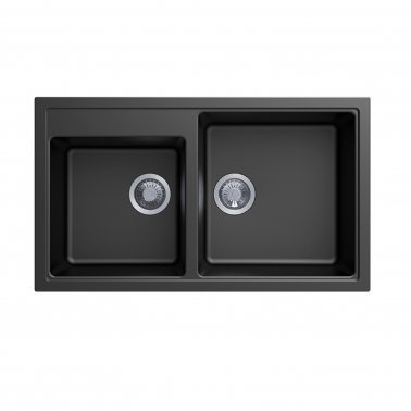 860 x 500 x 205mm carysil black double bowl granite kitchen sink top flush under mount 5da8d3294d722