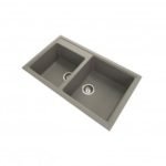 860 x 500 x 205mm carysil concrete grey double bowl granite kitchen sink top flush under mount 5da8d336d92bb