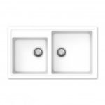 860 x 500 x 205mm carysil white double bowl granite kitchen sink top flush under mount 5da8d3301ddcb