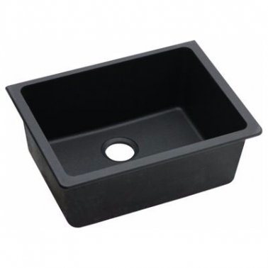 WQF Black Quartz Granite Kitchen Sink Undermount Kitchen Sink Single Bowl with Basket filter and Drainage System for Garage Restaurant Kitchen Laundry Room
