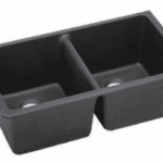 AQUAPERLA 8347.KS GRANITE STONE DOUBLE BOWLS KITCHEN SINK 838x476x241MM BLACK AND WHITE