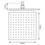 AQUAPERLA CH0134.SH SQUARE RAINFALL BRASS SHOWER HEAD 200MM CHROME