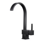 AQUAPERLA OX1015.KM ROUND GOOSENECK KITCHEN SINK MIXER BLACK