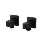 AQUAPERLA OX0017.WMT SQUARE LAUNDRY 1/4 TURN WASHING MACHINE STOP TAPS PAIR BLACK