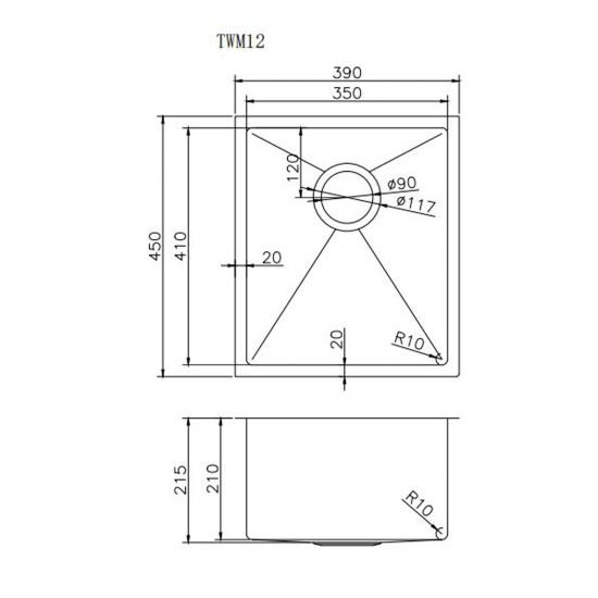 Buy AQUAPERLA TWM12 1.2MM HANDMADE SINGLE BOWL KITCHEN SINK ...