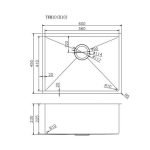 AQUAPERLA TWM10 1.2MM HANDMADE 304 STAINLESS STEEL SINGLE BOWL KITCHEN SINK 600x450x230MM CHROME