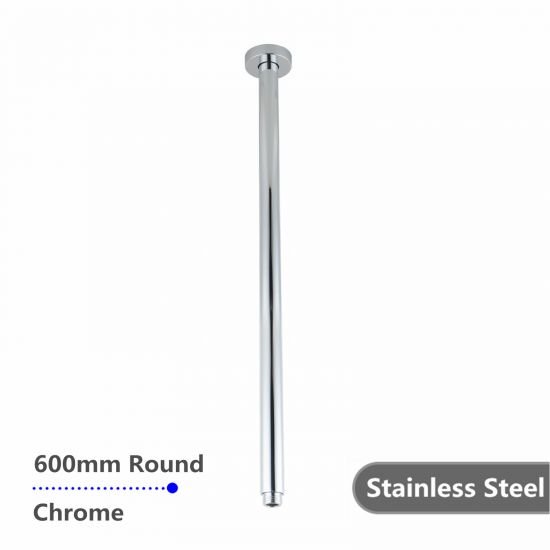 AQUAPERLA CH0121.SA ROUND STAINLESS STEEL CEILING SHOWER ARM 600MM CHROME