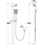 ACL PSH007 SARA SQUARE SLIDING SHOWER RAIL WITH HAND SHOWER CHROME