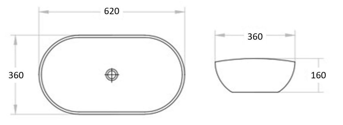 POSEIDON PA6136 GLOSS WHITE ABOVE COUNTER BASINS 615*360*155MM