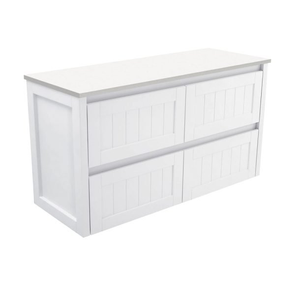 FIENZA 120T-C HAMPTON WALL HUNG CABINET 1200 SATIN WHITE