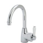 FIENZA 202104 ELEANOR GOOSENECK BASIN MIXER CHROME AND COLOURED WITH CERAMIC HANDLE