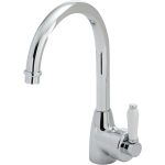 FIENZA 202109 ELEANOR GOOSENECK SINK MIXER CHROME AND COLOURED WITH CERAMIC HANDLE