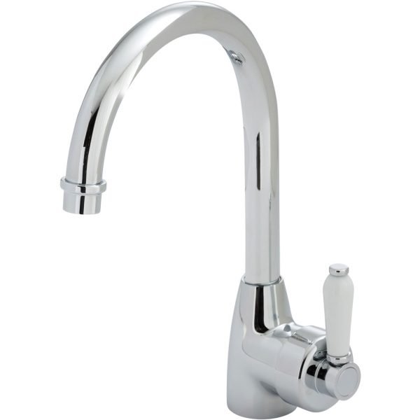 FIENZA 202109 ELEANOR GOOSENECK SINK MIXER CHROME AND COLOURED WITH CERAMIC HANDLE