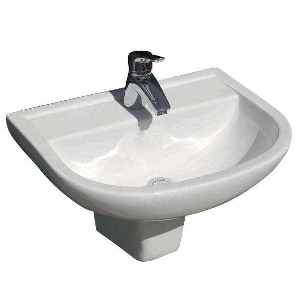 FIENZA 601801W RAK X500 ARCH WALL BASIN WITH INTEGRAL SHROUD GLOSS WHITE