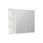 FIENZA BS90 BEVEL EDGE MIRROR CABINET WITH ONE SIDE SHELF 750 GLOSS WHITE