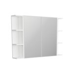 FIENZA BSS105 BEVEL EDGE MIRROR CABINET WITH TWO SIDE SHELVES 750 GLOSS WHITE