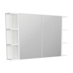 FIENZA BSS120 BEVEL EDGE MIRROR CABINET WITH TWO SIDE SHELVES 900 GLOSS WHITE