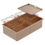 ABEY CR340DCO PIAZZA DOUBLE SQUARE BOWL STAINLESS STEEL SINK ARTISAN COPPER