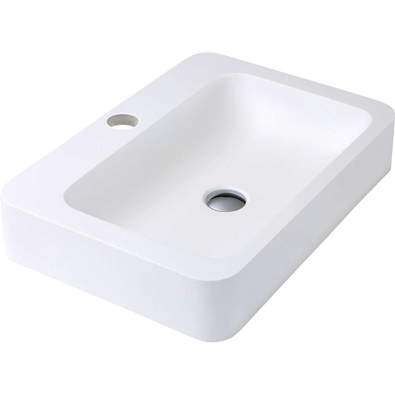 FIENZA CSB010 RONDO 600 SOLID SURFACE RECTANGULAR ABOVE COUNTER BASIN MATTE WHITE