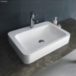 FIENZA CSB010 RONDO 600 SOLID SURFACE RECTANGULAR ABOVE COUNTER BASIN MATTE WHITE