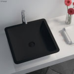 FIENZA CSB02-MB CLASSIQUE 420 SOLID SURFACE SQUARE ABOVE COUNTER BASIN MATTE BLACK
