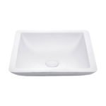 FIENZA CSB02 CLASSIQUE 420 SOLID SURFACE SQUARE ABOVE COUNTER BASIN MATTE WHITE