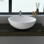 FIENZA CSB038 LEXY SOLID SURFACE ROUND ABOVE COUNTER BASIN MATTE WHITE