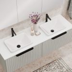 FIENZA CSB05 KADOS RECTANGULAR CAST STONE SEMI-INSET BASIN GLOSS WHITE