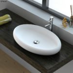 FIENZA CSB088 ANTONIA SOLID SURFACE OVAL ABOVE COUNTER BASIN MATTE WHITE