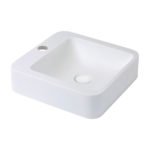 FIENZA CSB09 RONDO 400 SOLID SURFACE SQUARE ABOVE COUNTER BASIN MATTE WHITE