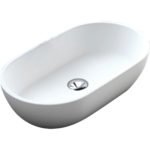 FIENZA CSB63 NERO SOLID SURFACE OVAL ABOVE COUNTER BASIN MATTE WHITE