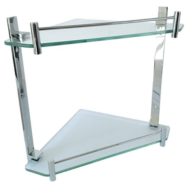 FIENZA E230A MODENA SINGLE GLASS CORNER SHELF 250 CHROME